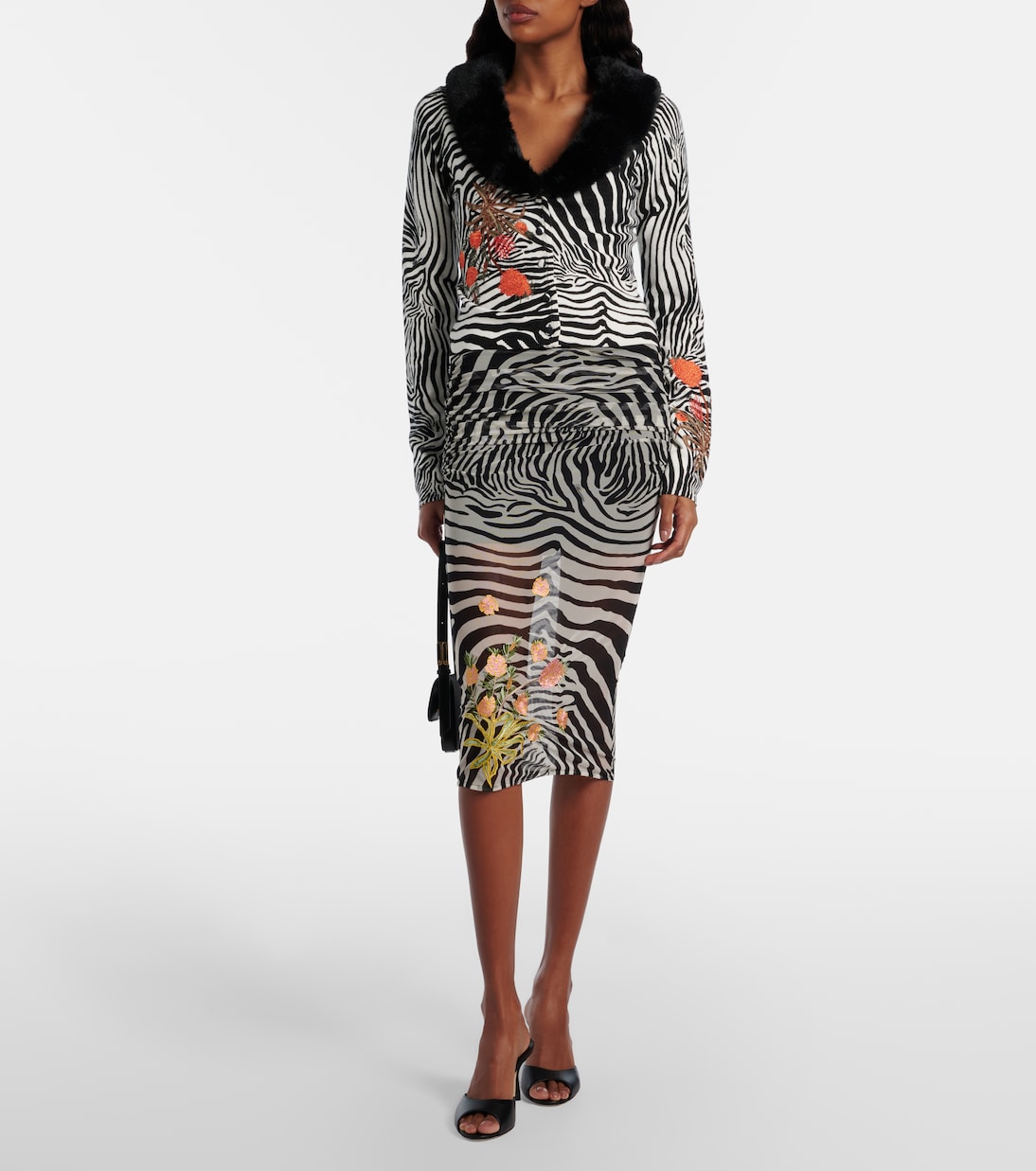 Printed sheer mesh midi skirt | Blumarine