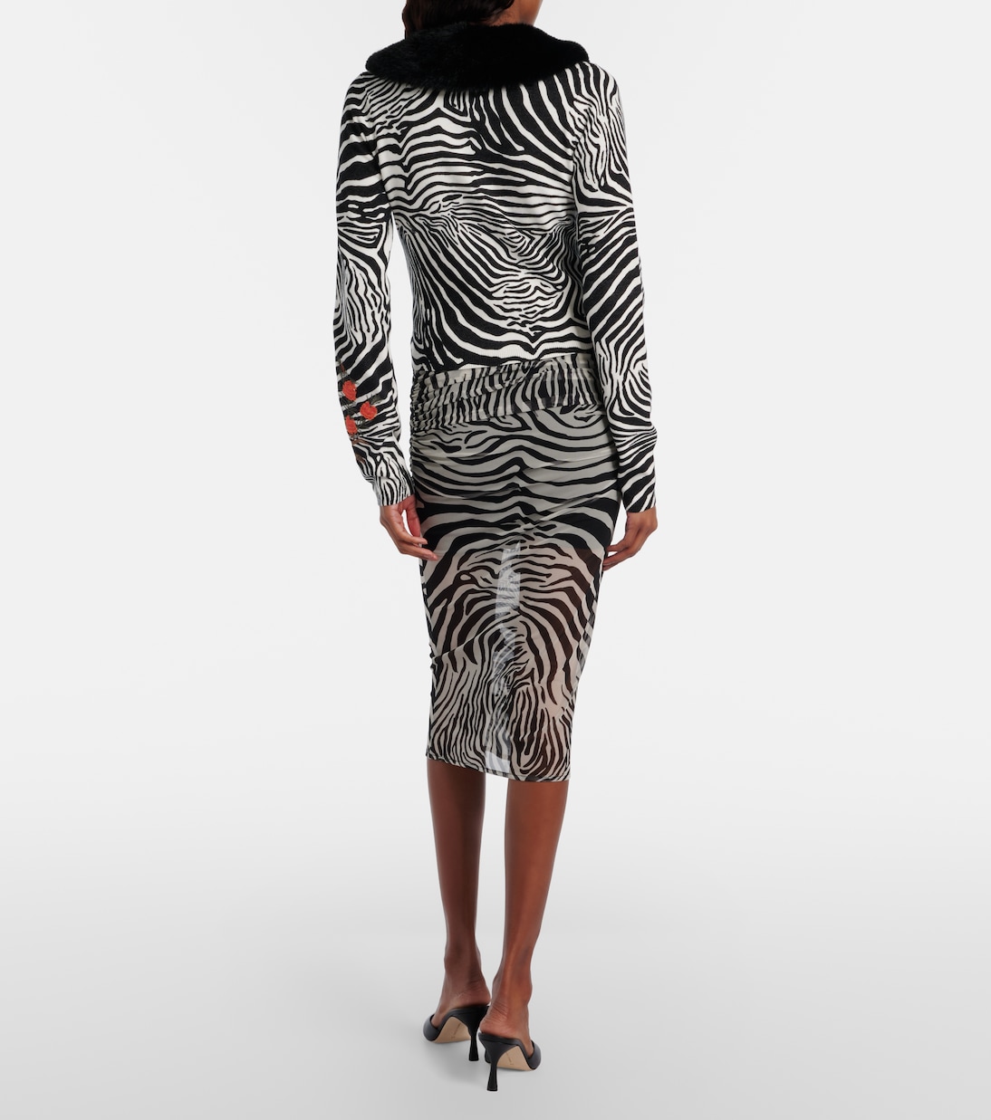 Printed sheer mesh midi skirt | Blumarine