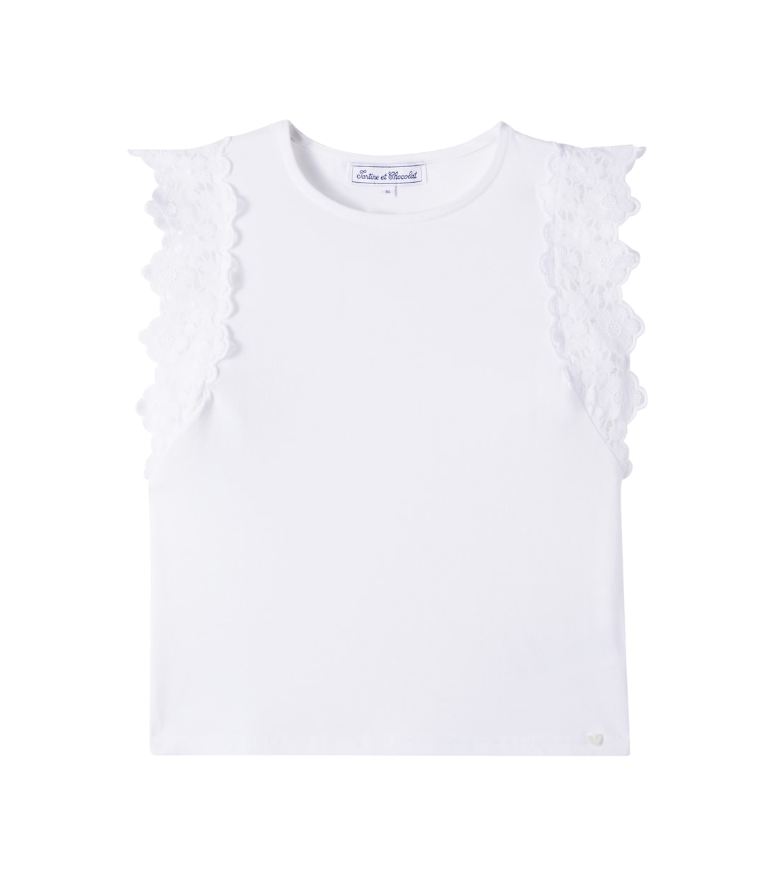 T-Shirt aus einem Baumwollgemisch mit Spitze | Tartine et Chocolat