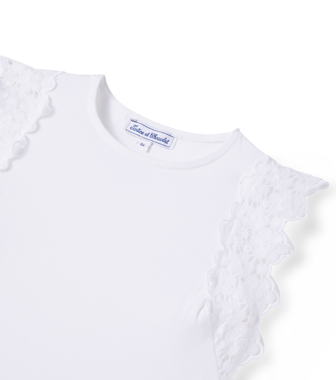 T-Shirt aus einem Baumwollgemisch mit Spitze | Tartine et Chocolat