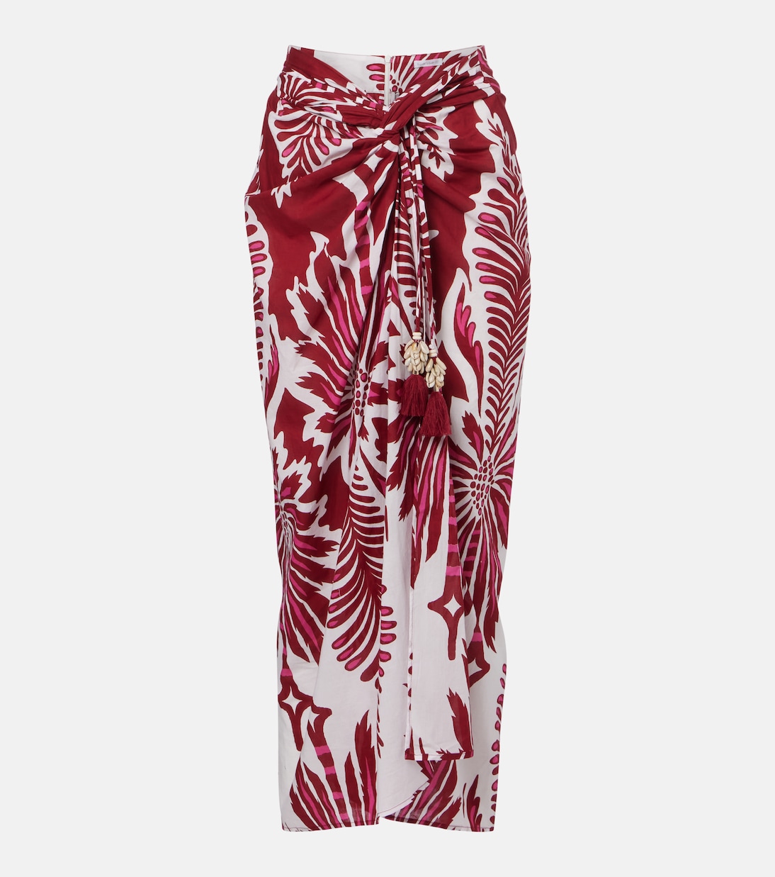 Uma floral gathered cotton midi skirt | Poupette St Barth