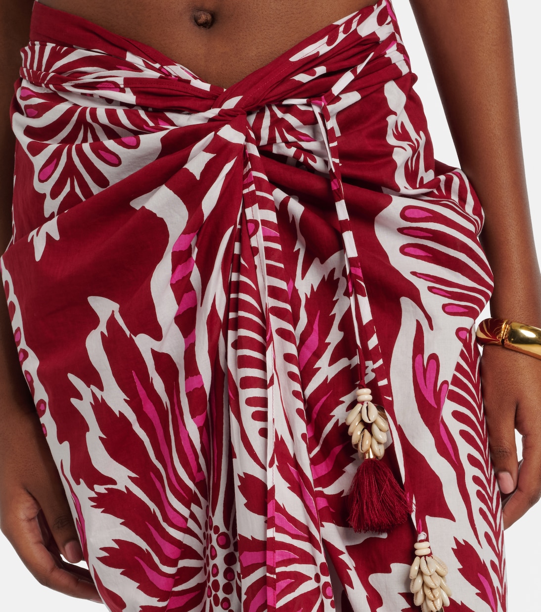 Uma floral gathered cotton midi skirt | Poupette St Barth