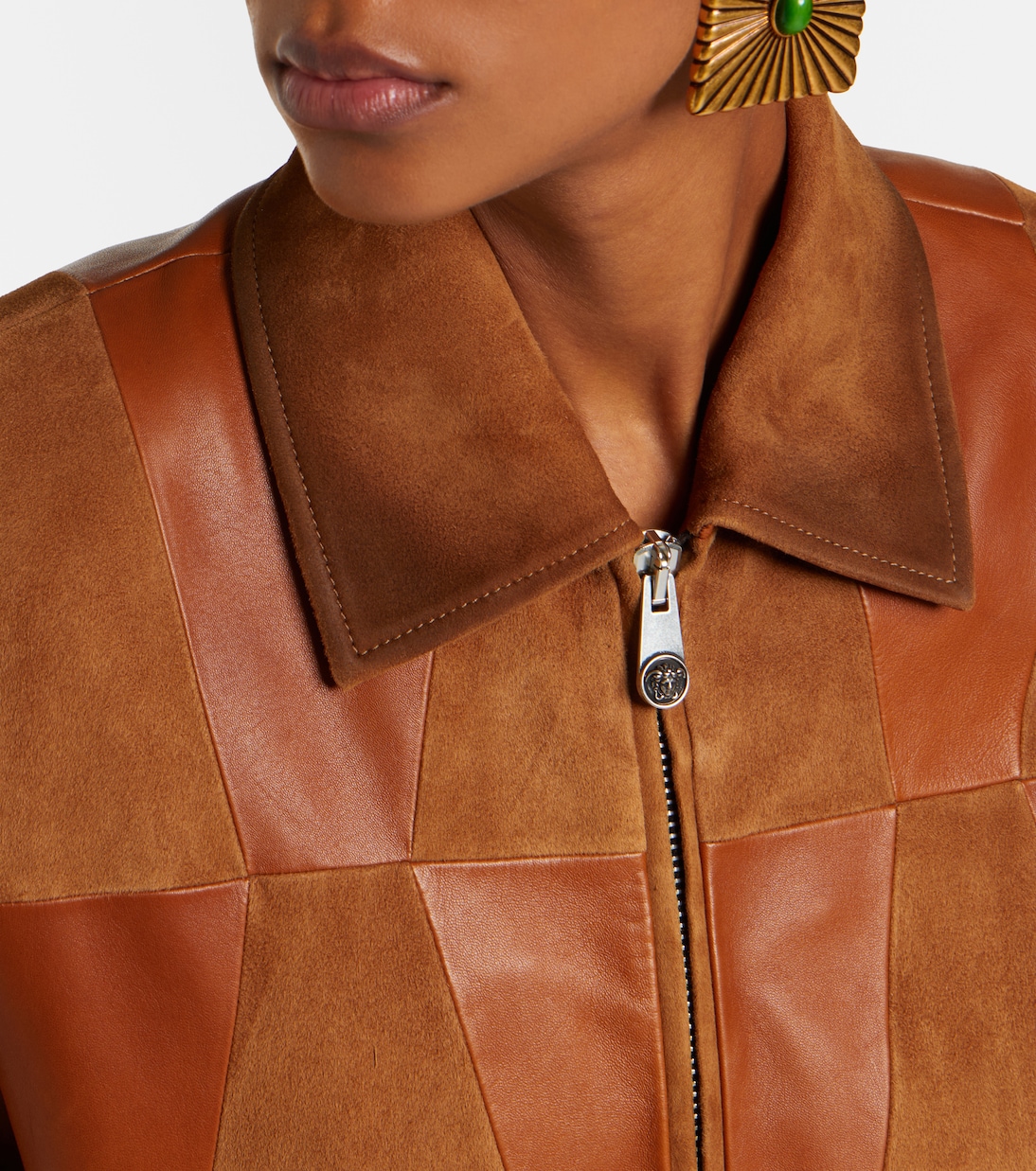 Blouson aus Leder und Veloursleder | Versace