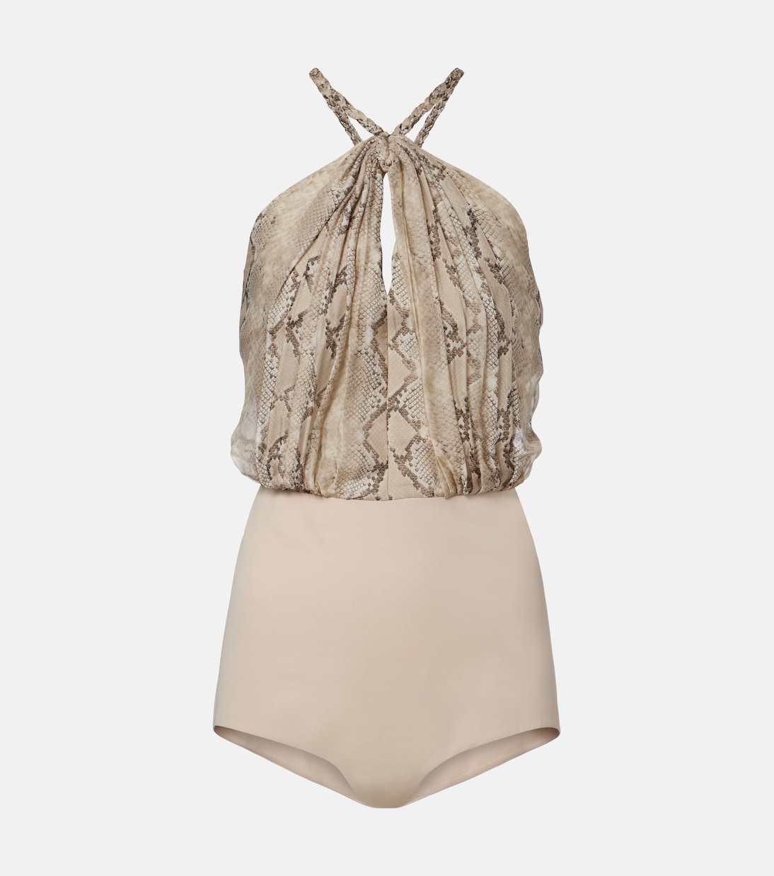 Snake-print silk chiffon halterneck maxi dress | Elie Saab