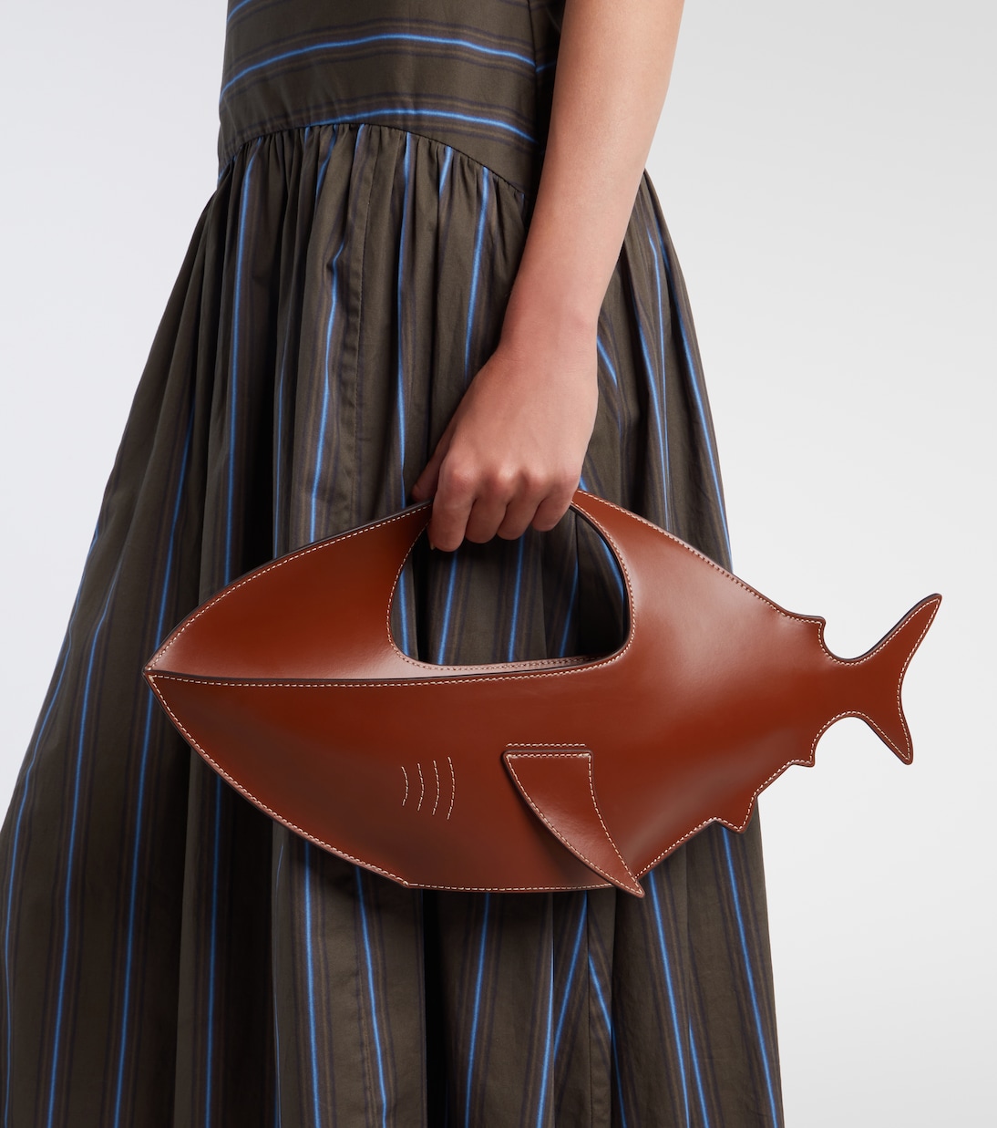 Shark leather top-handle bag | Staud