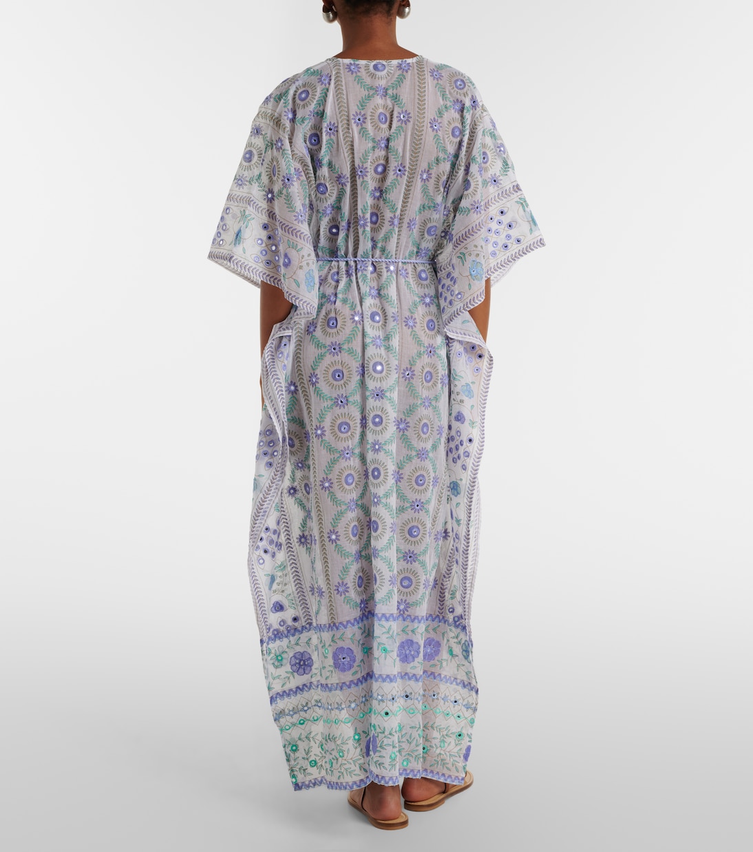 Caftán de algodón floral adornado | Juliet Dunn