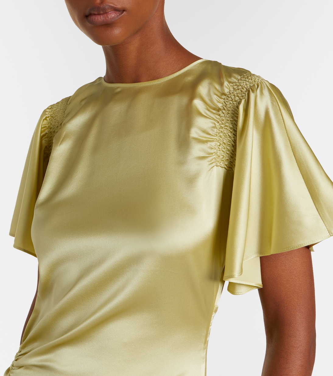 Huntleigh褶饰真丝混纺缎布长礼服 | Veronica Beard