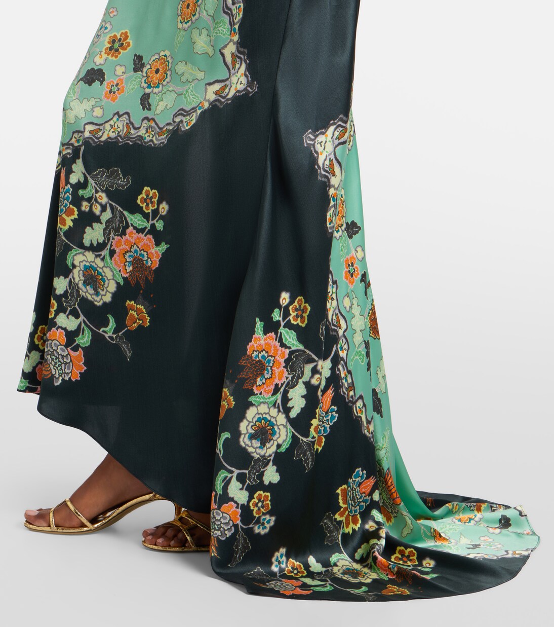 Floral silk satin gown  | Roberto Cavalli