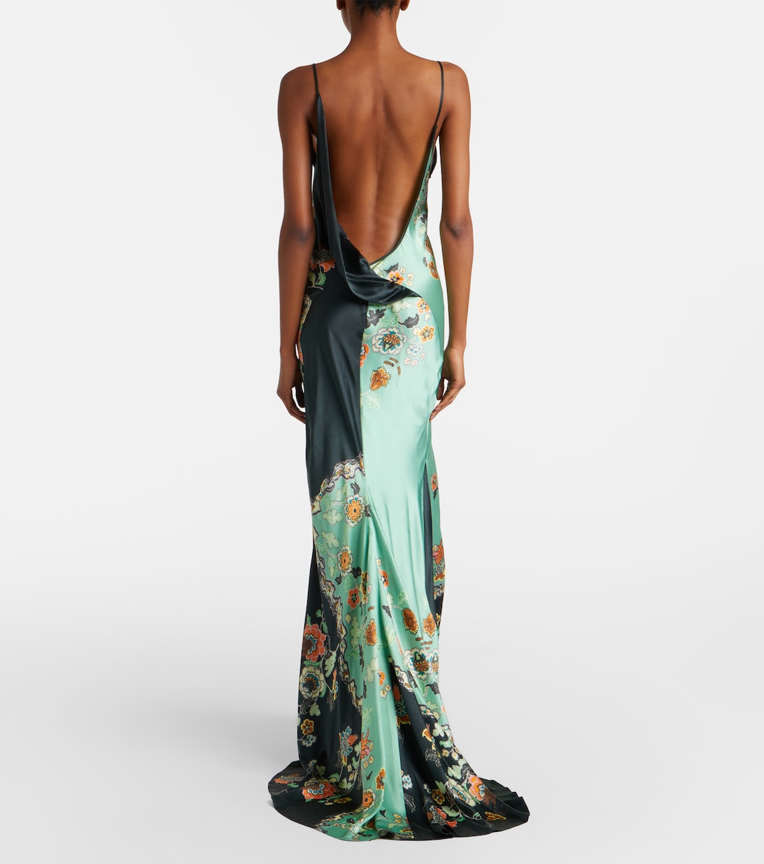Floral silk satin gown  | Roberto Cavalli