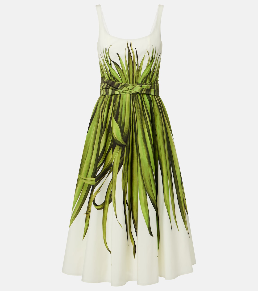 Printed cotton-blend poplin midi dress | Oscar de la Renta