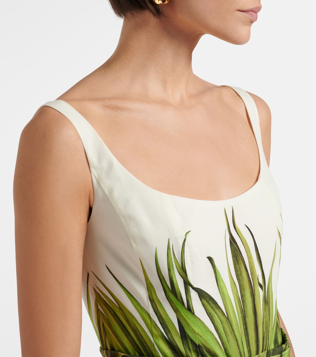 Printed cotton-blend poplin midi dress | Oscar de la Renta