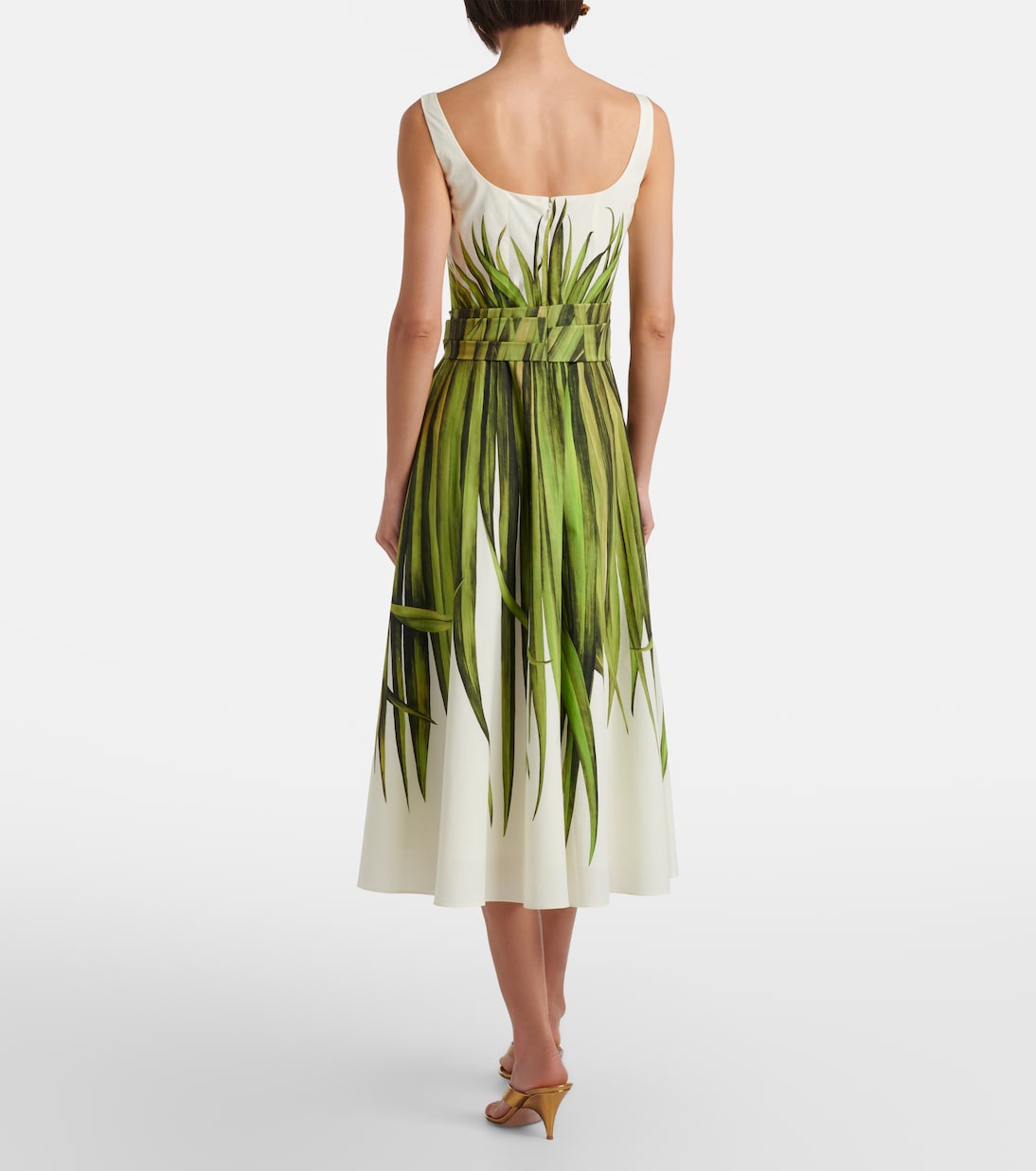 Printed cotton-blend poplin midi dress | Oscar de la Renta