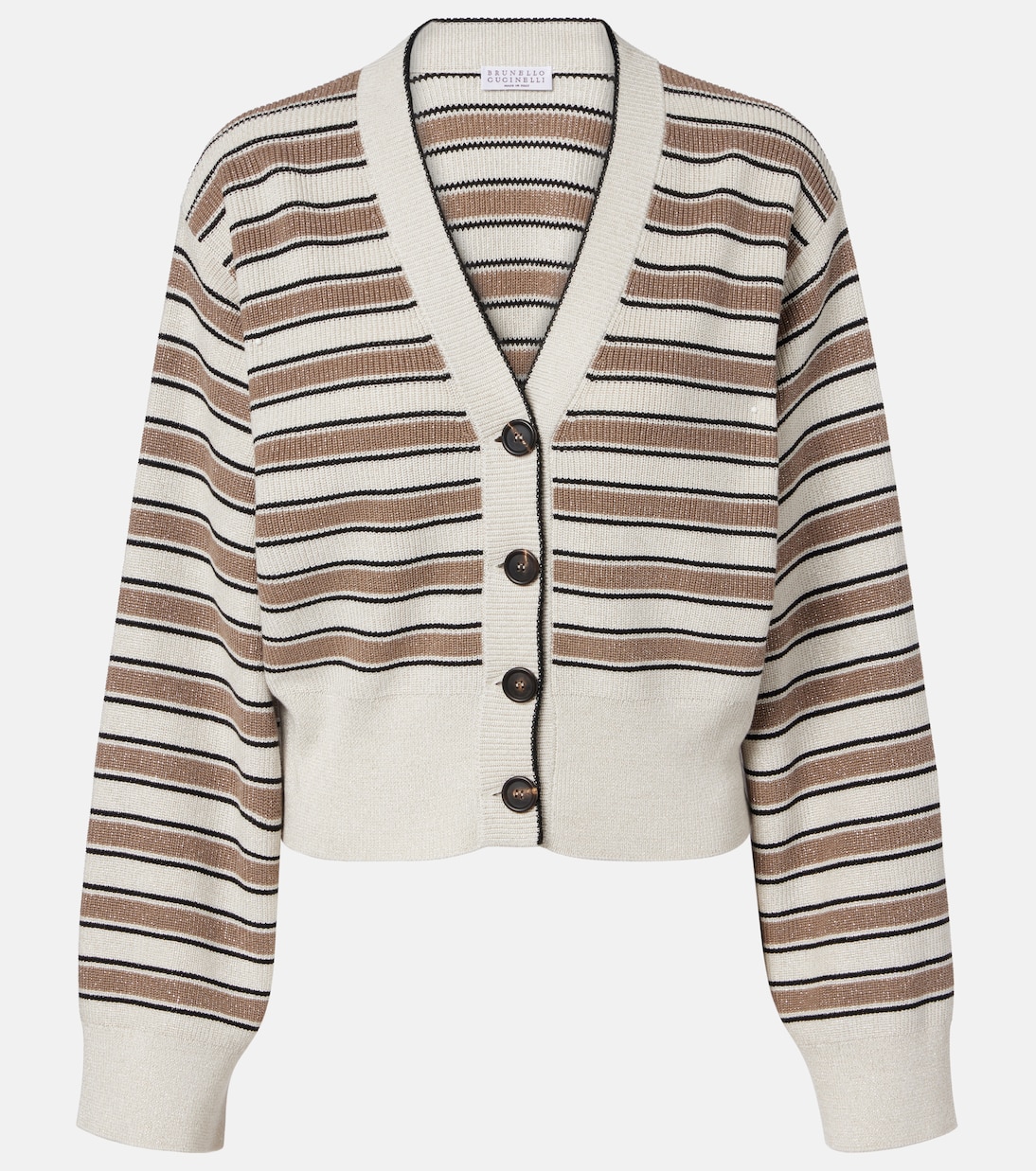 Striped cotton-blend cardigan | Brunello Cucinelli