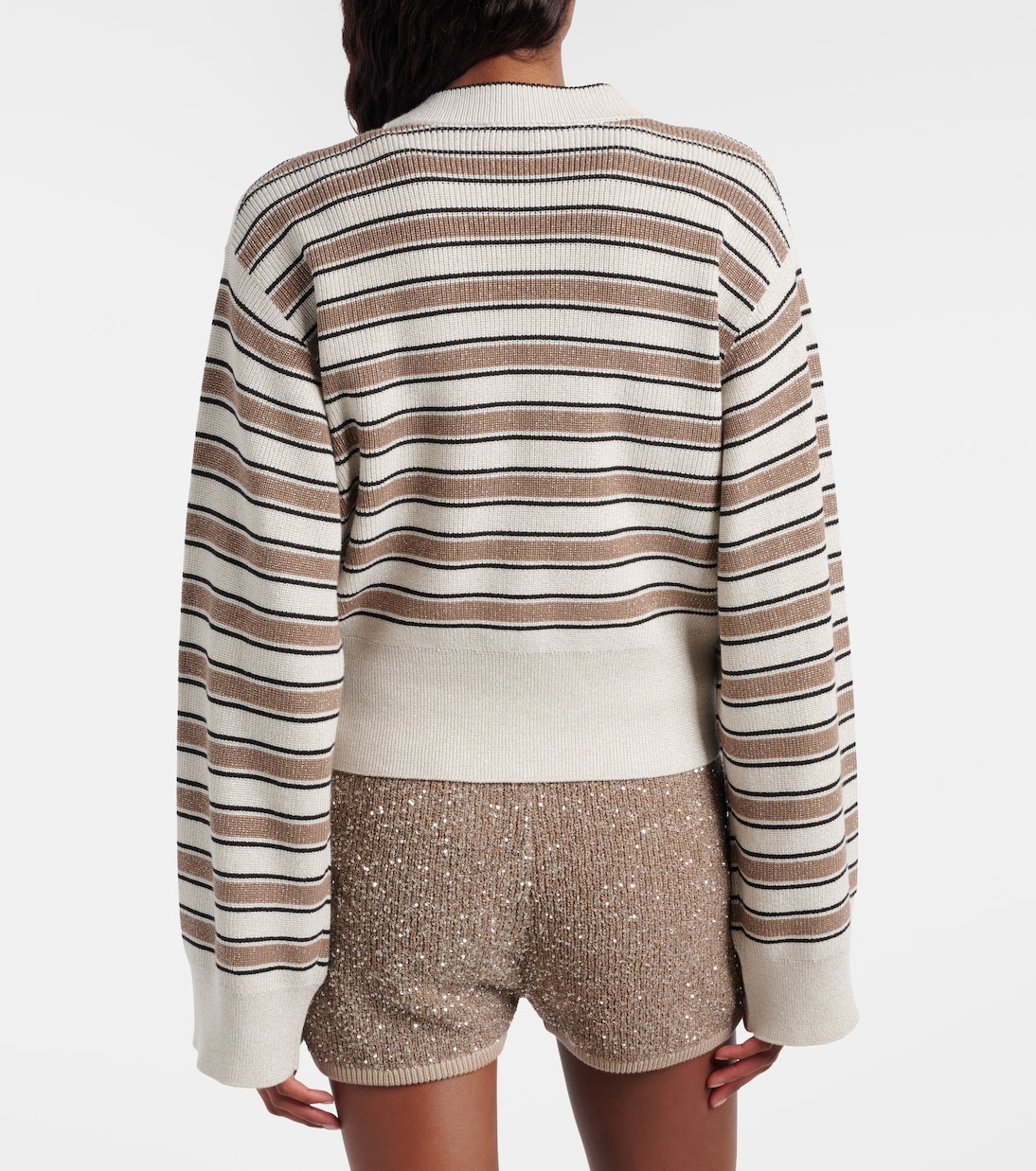 Striped cotton-blend cardigan | Brunello Cucinelli