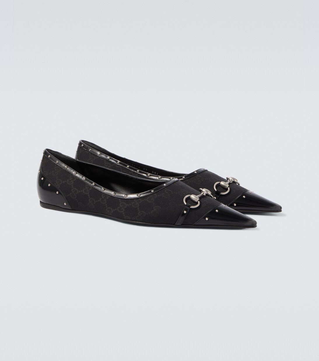 Horsebit GG Canvas studded flats | Gucci