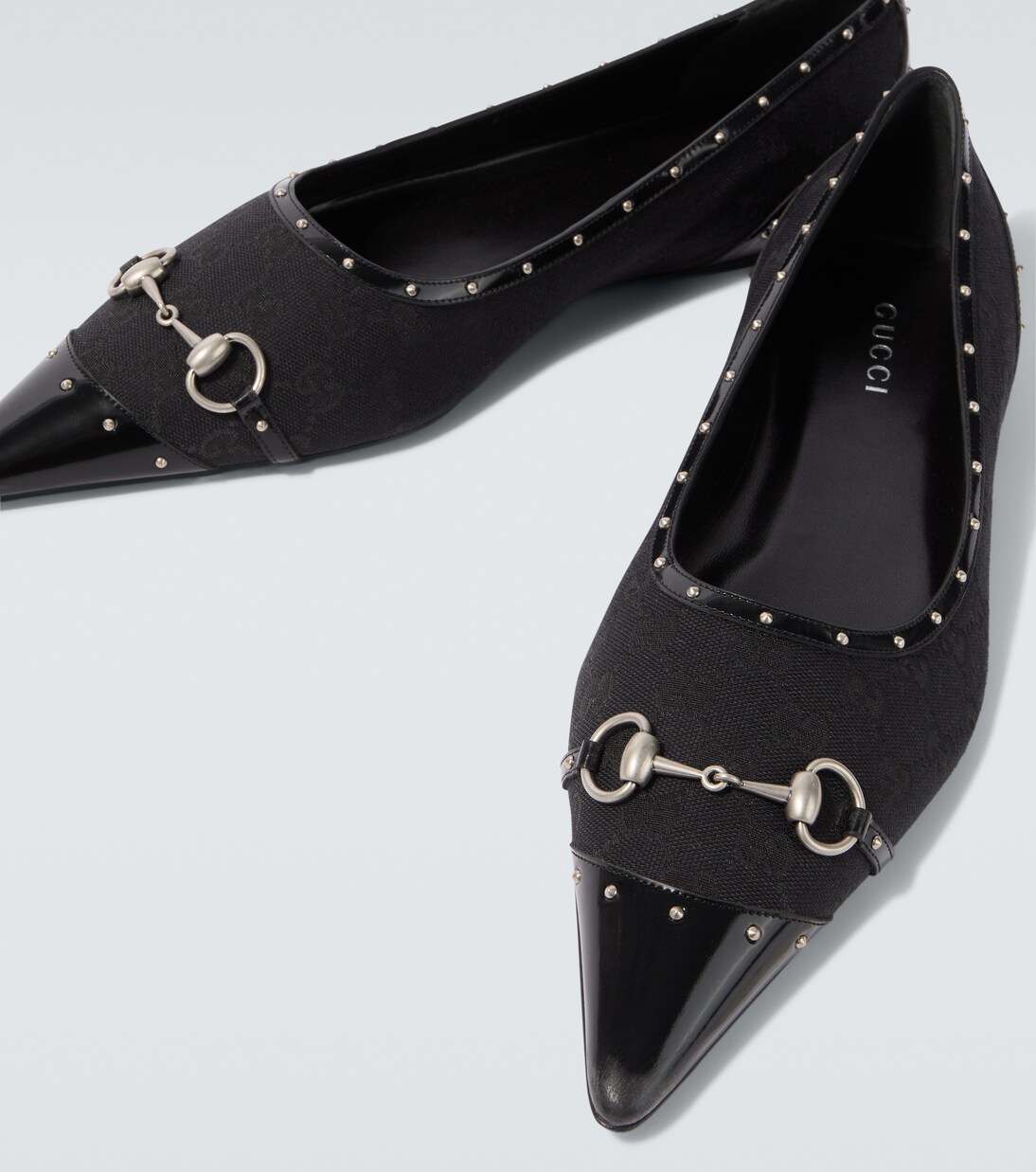 Horsebit GG Canvas studded flats | Gucci