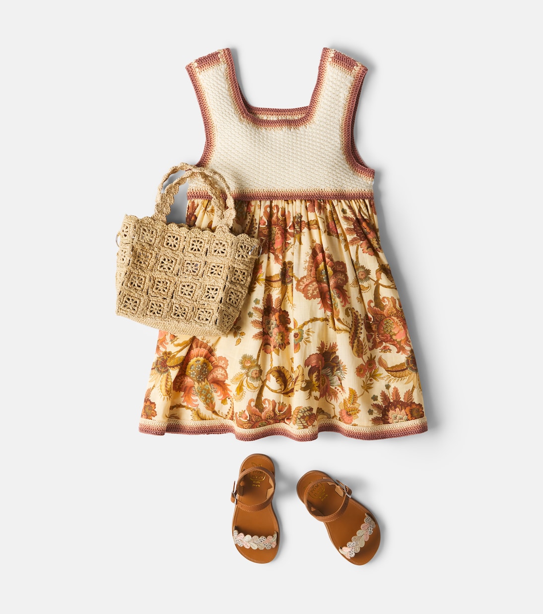 Aster crochet paisley cotton-blend dress | Zimmermann Kids