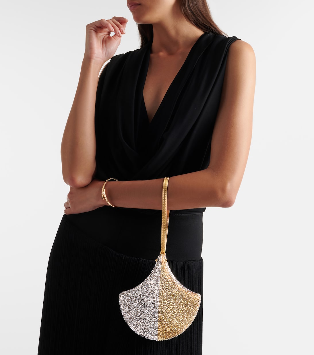 Verzierte Clutch Ginkgo aus Veloursleder | Bvlgari
