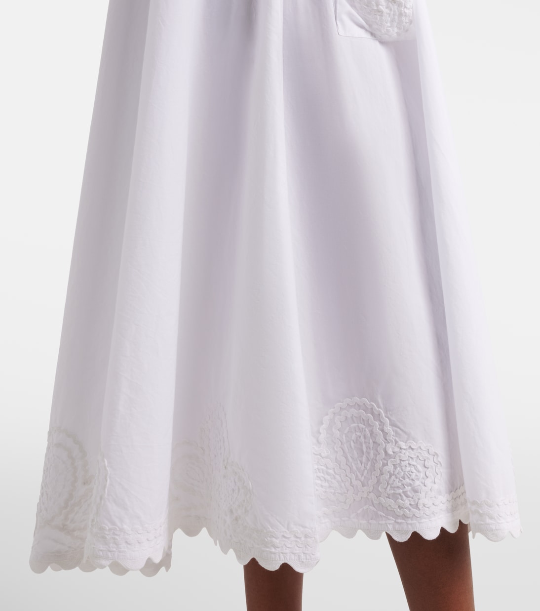 Embroidered scalloped cotton poplin midi dress | Juliet Dunn