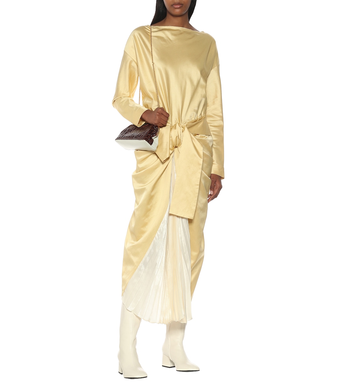 Robe midi à nœud en satin | Marni