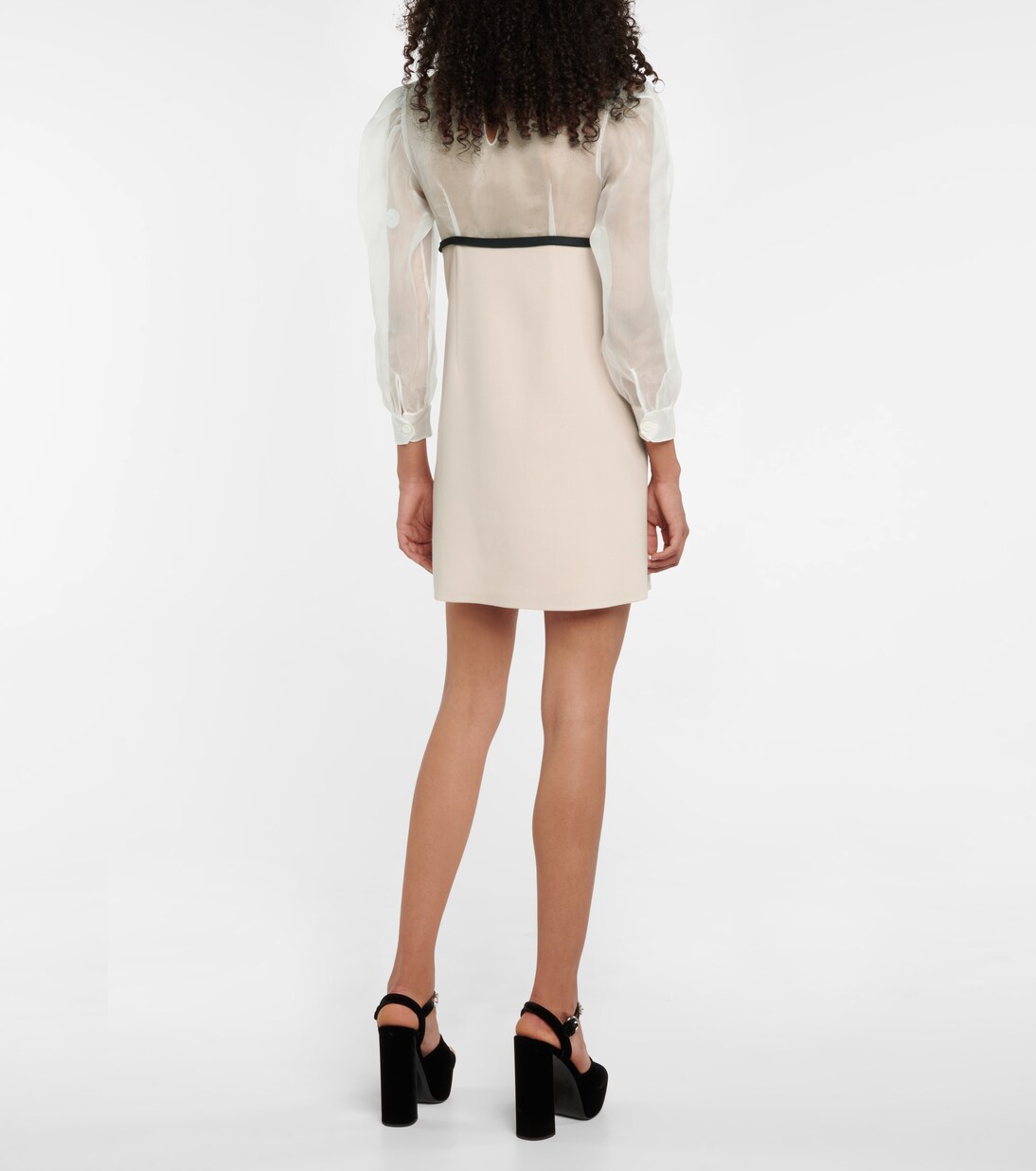 Robe en crêpe de soie et laine à ornements | Miu Miu