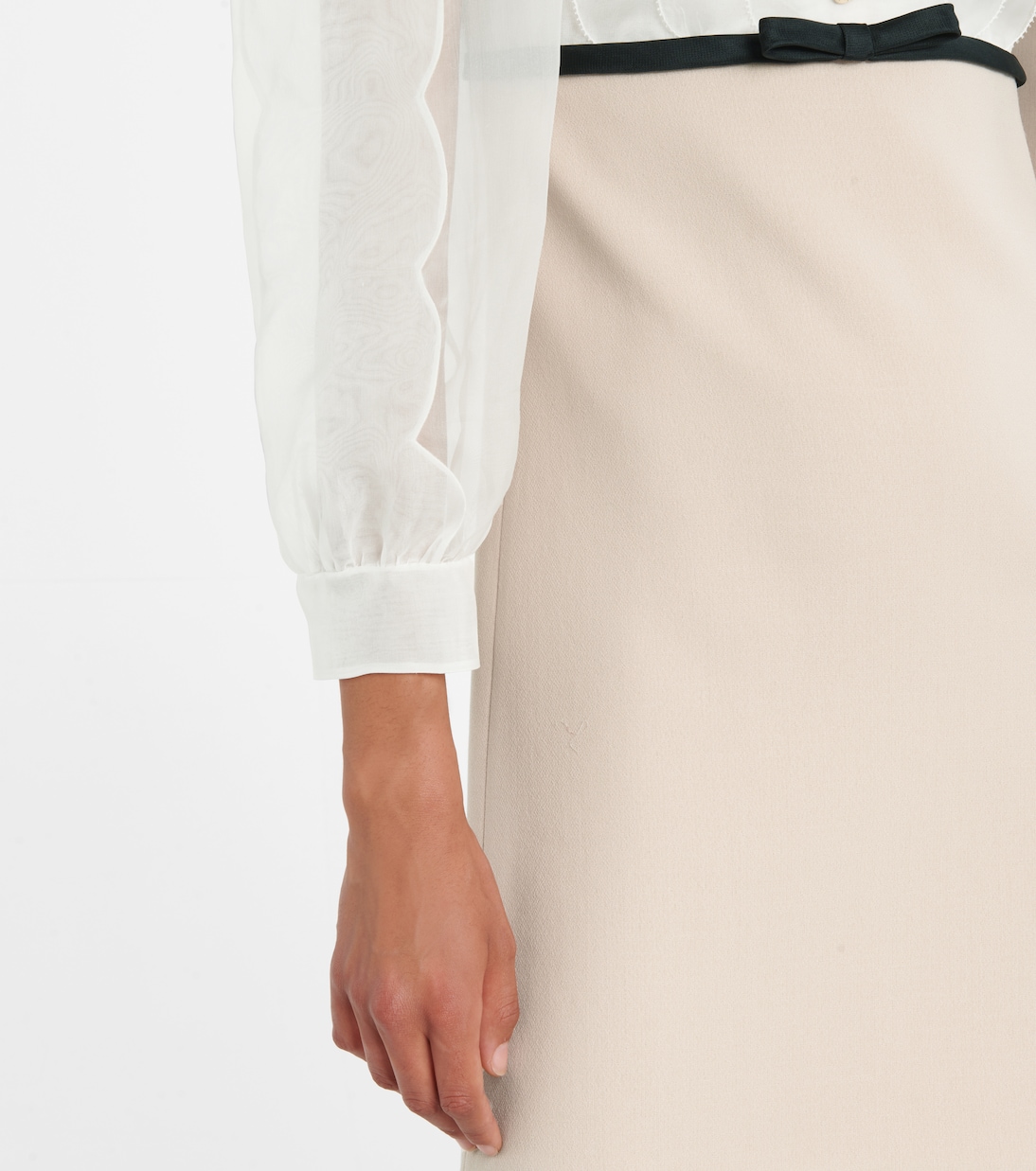 Robe en crêpe de soie et laine à ornements | Miu Miu