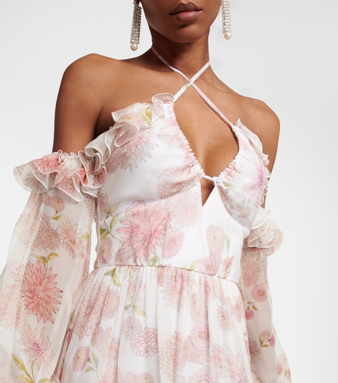 Robe longue en soie à fleurs | Giambattista Valli