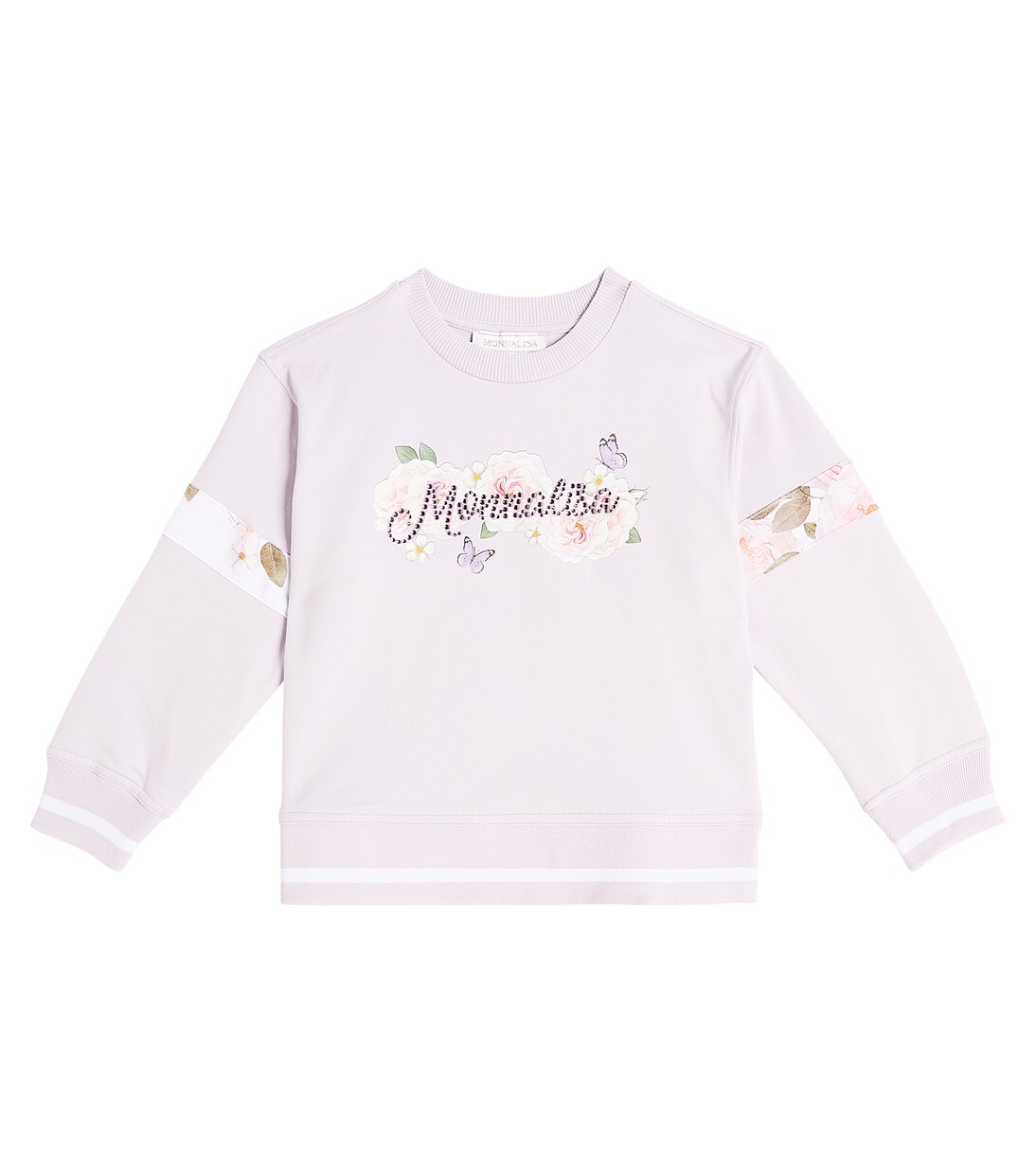 Logo floral cotton jersey sweatshirt | Monnalisa