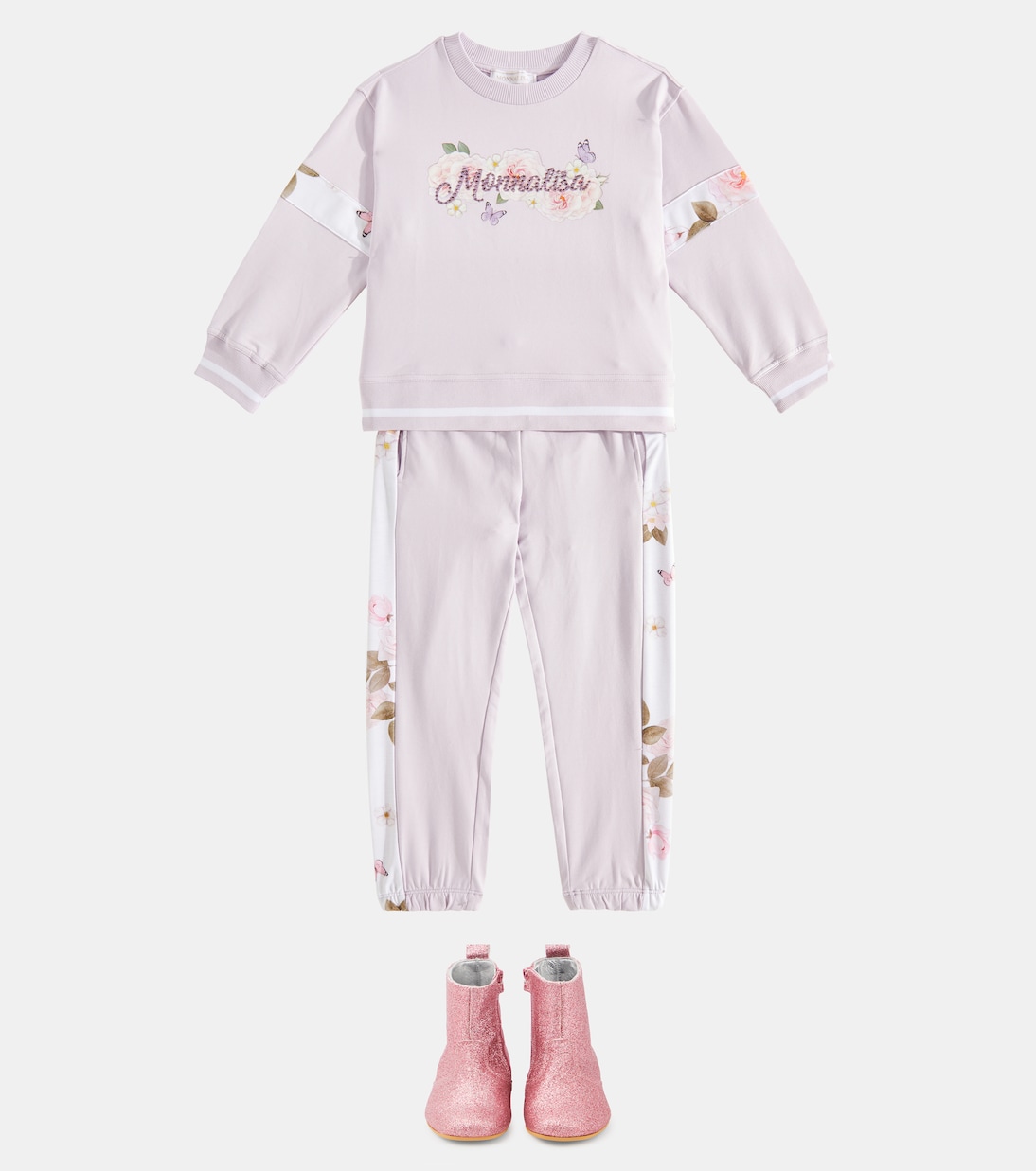 Logo floral cotton jersey sweatshirt | Monnalisa