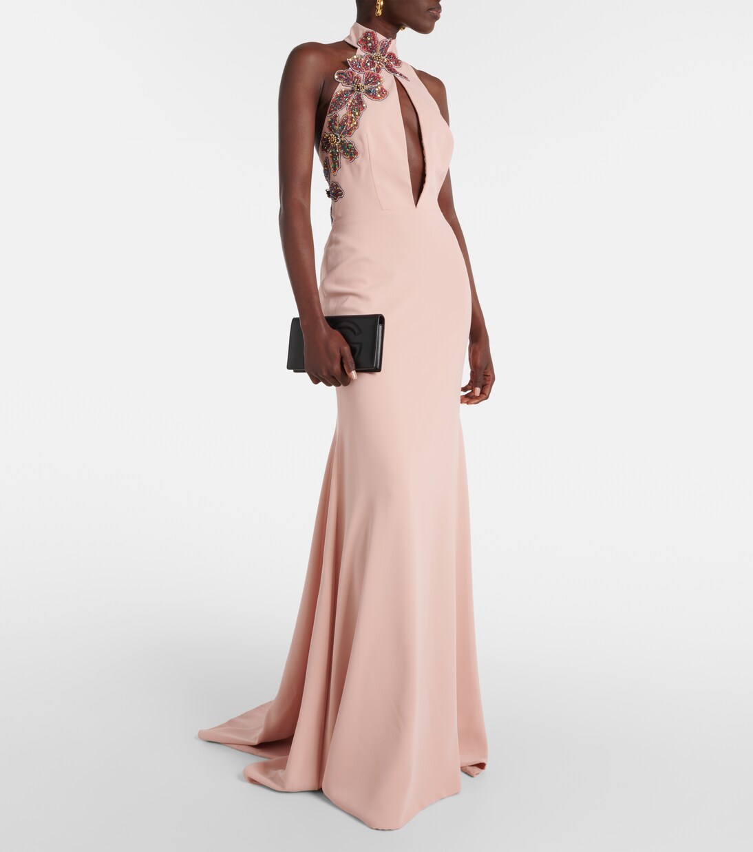 Robe longue à perles et fleurs | Costarellos