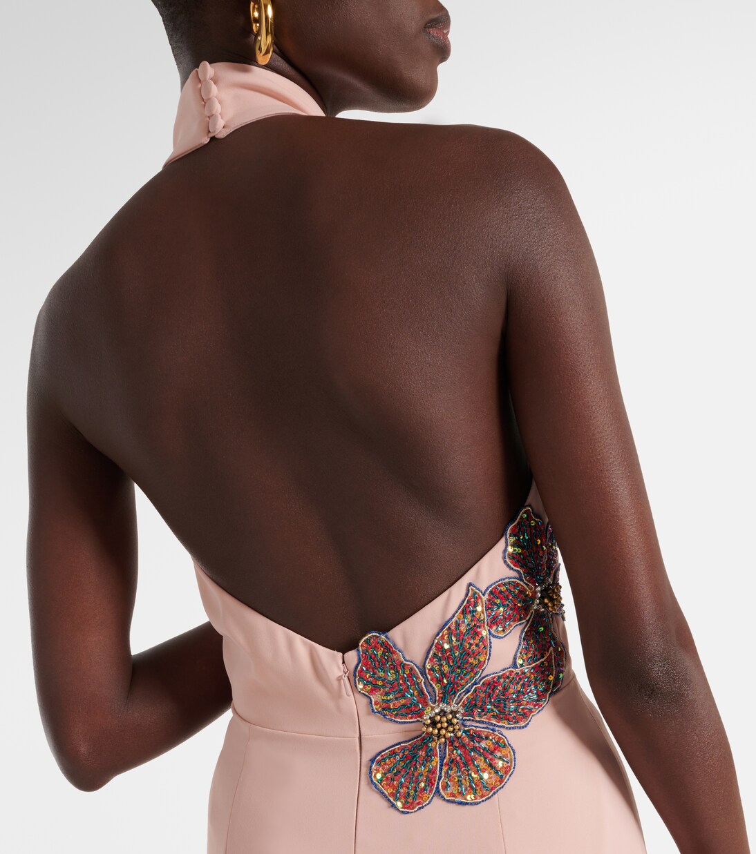 Robe longue à perles et fleurs | Costarellos