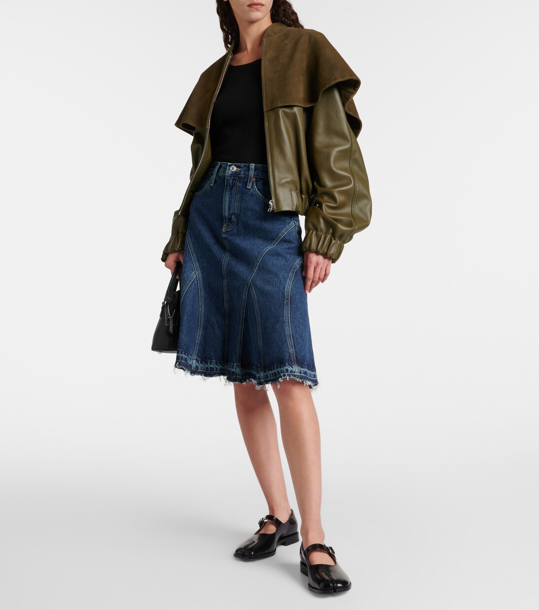 Pleated denim midi skirt | Re/Done