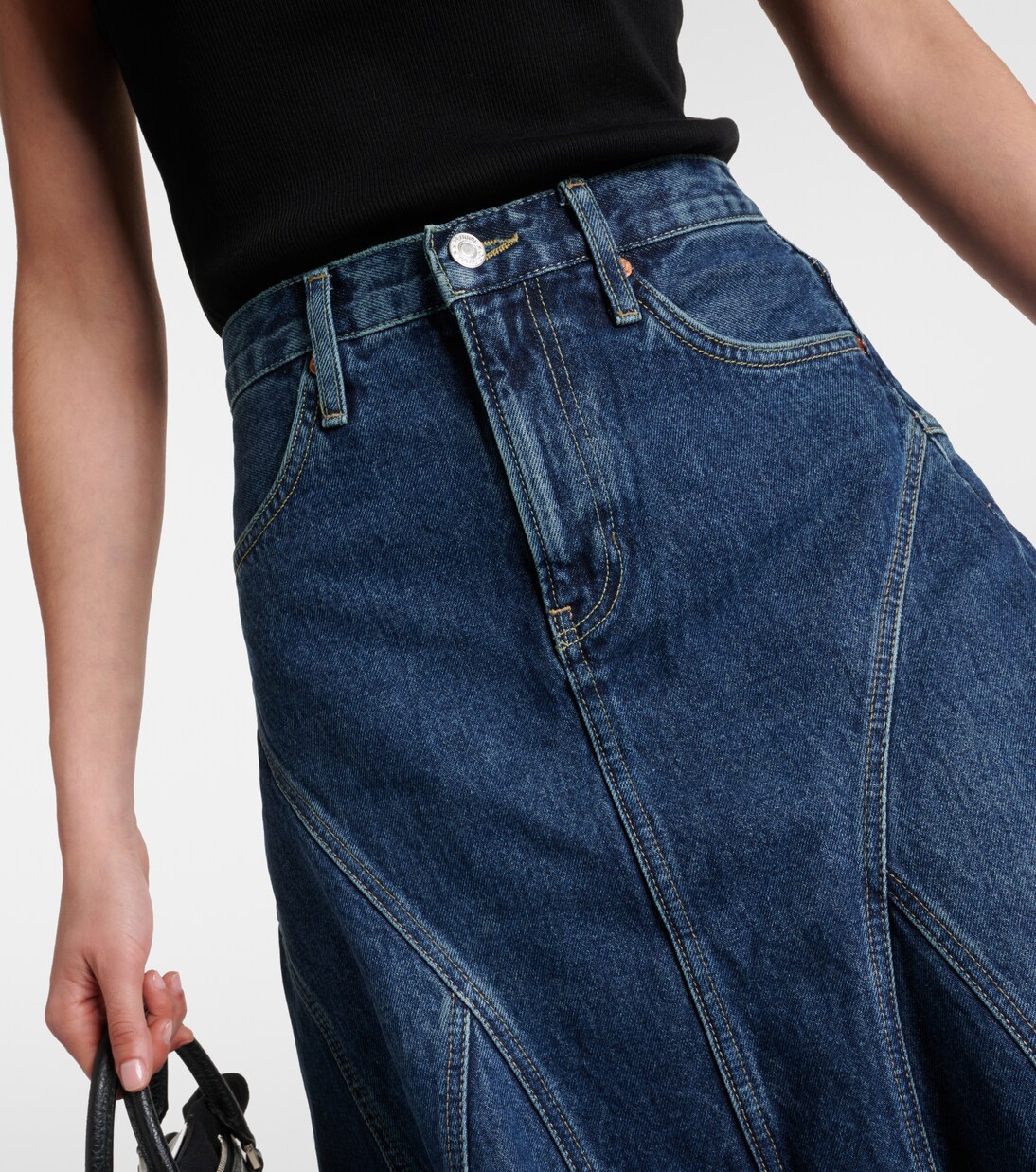 Pleated denim midi skirt | Re/Done