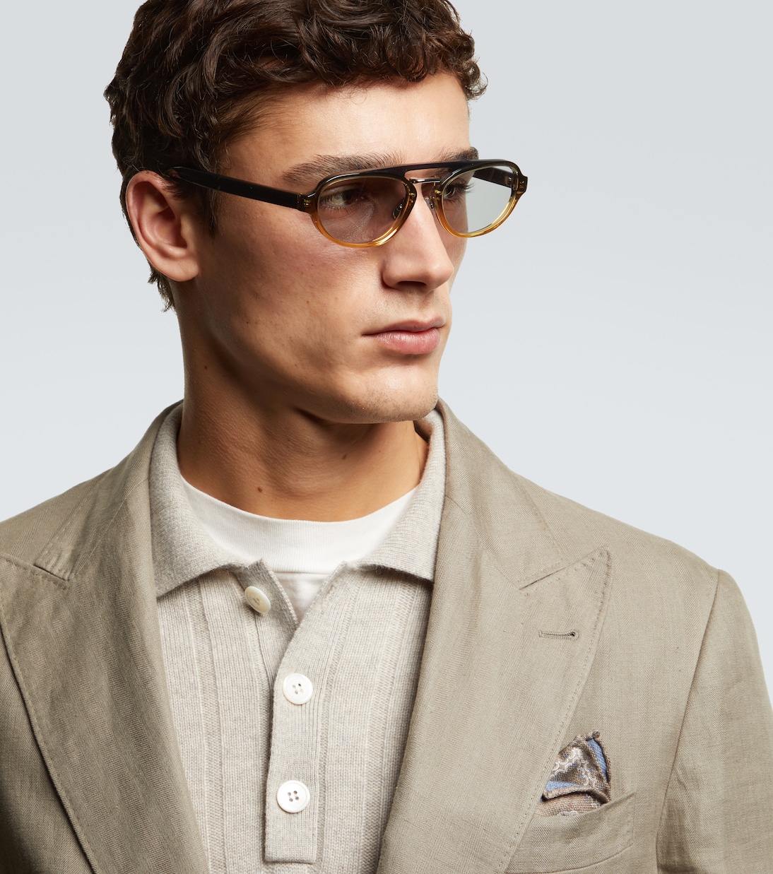 Intarsia Rays aviator sunglasses | Brunello Cucinelli