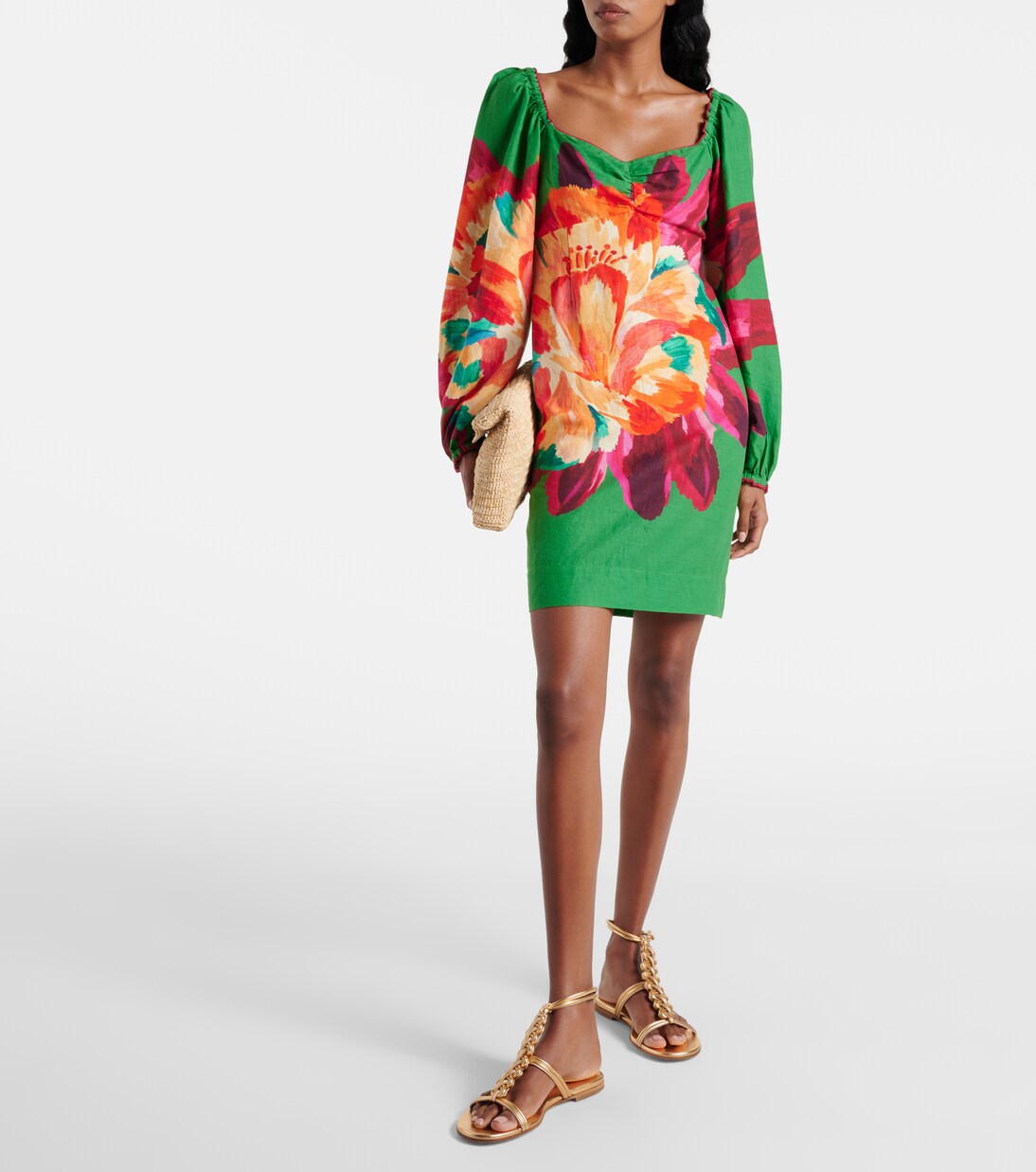 Robe Tropicart Green en lin mélangé | Farm Rio