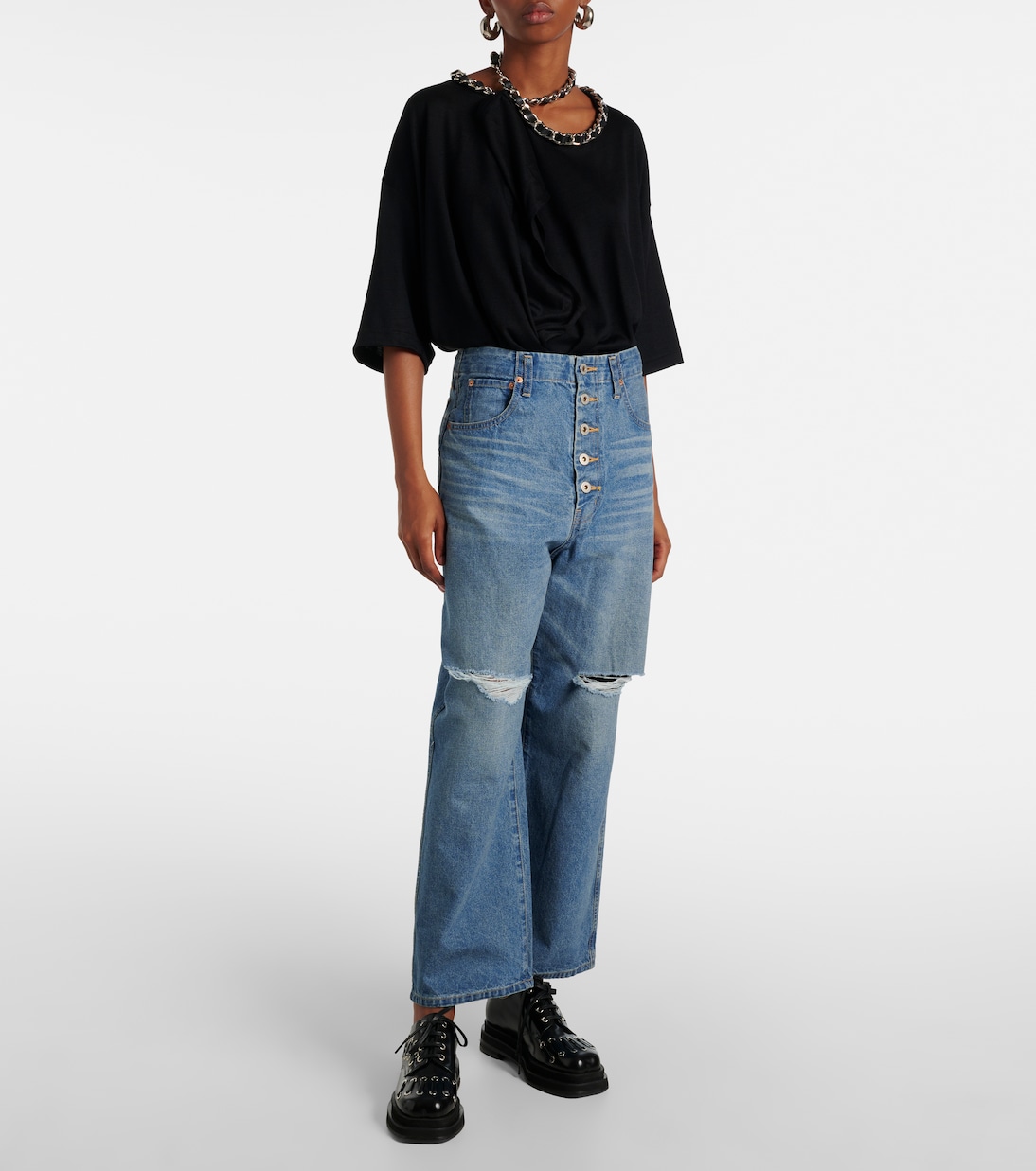 Jeans anchos con rotos | Junya Watanabe