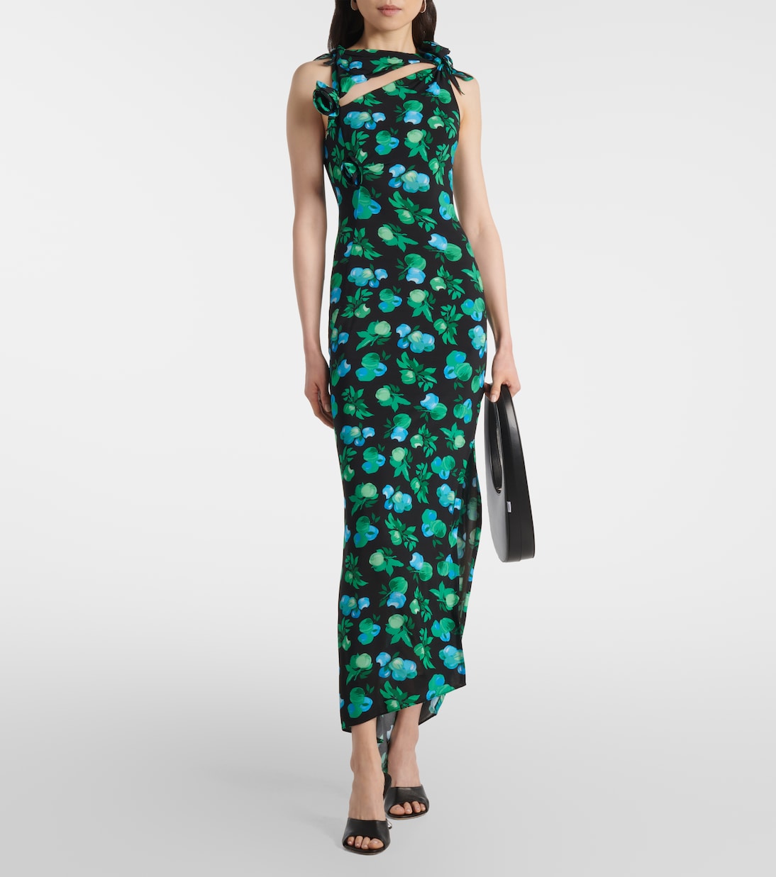 Embroidered printed asymmetric maxi dress | Coperni