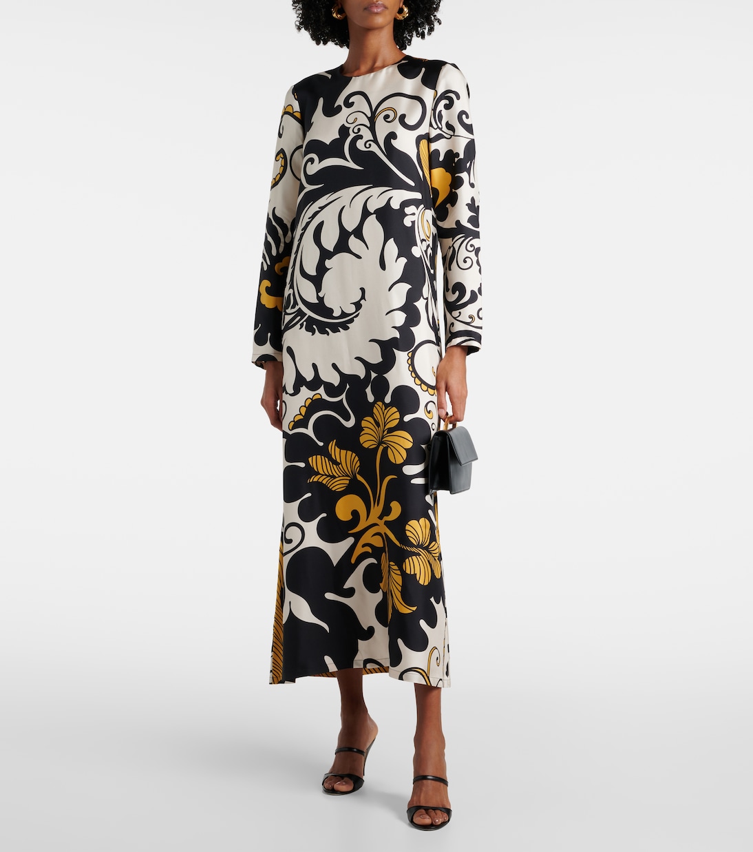 Bedrucktes Midikleid Swing aus Seiden-Twill | La DoubleJ
