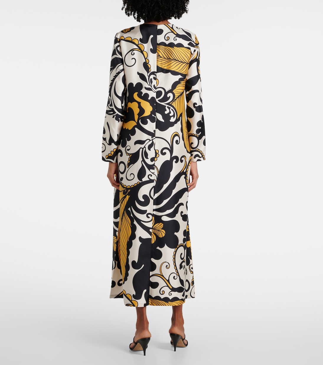 Bedrucktes Midikleid Swing aus Seiden-Twill | La DoubleJ