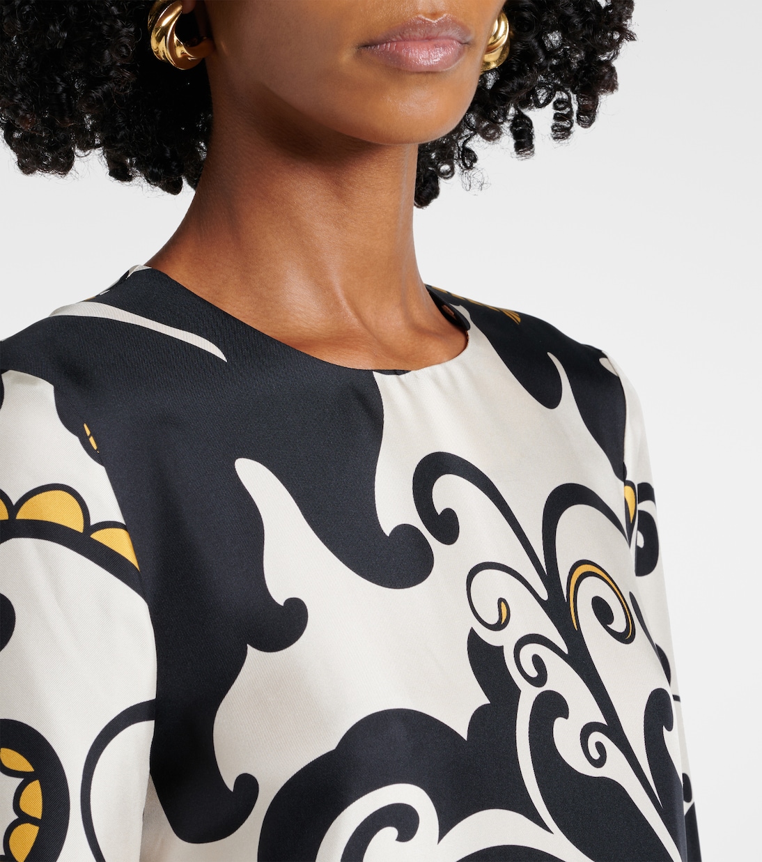 Bedrucktes Midikleid Swing aus Seiden-Twill | La DoubleJ