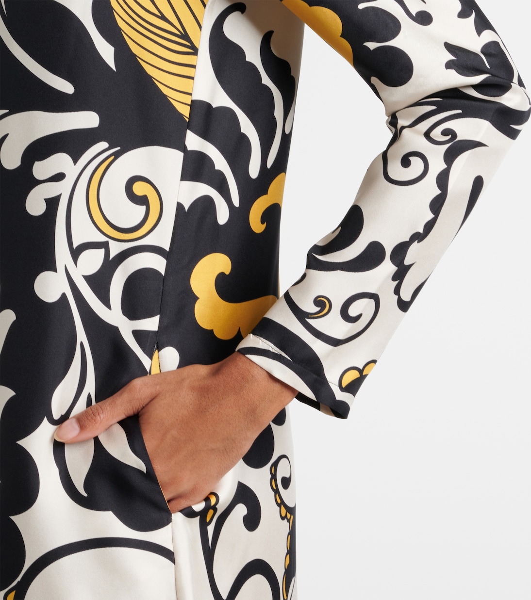 Bedrucktes Midikleid Swing aus Seiden-Twill | La DoubleJ