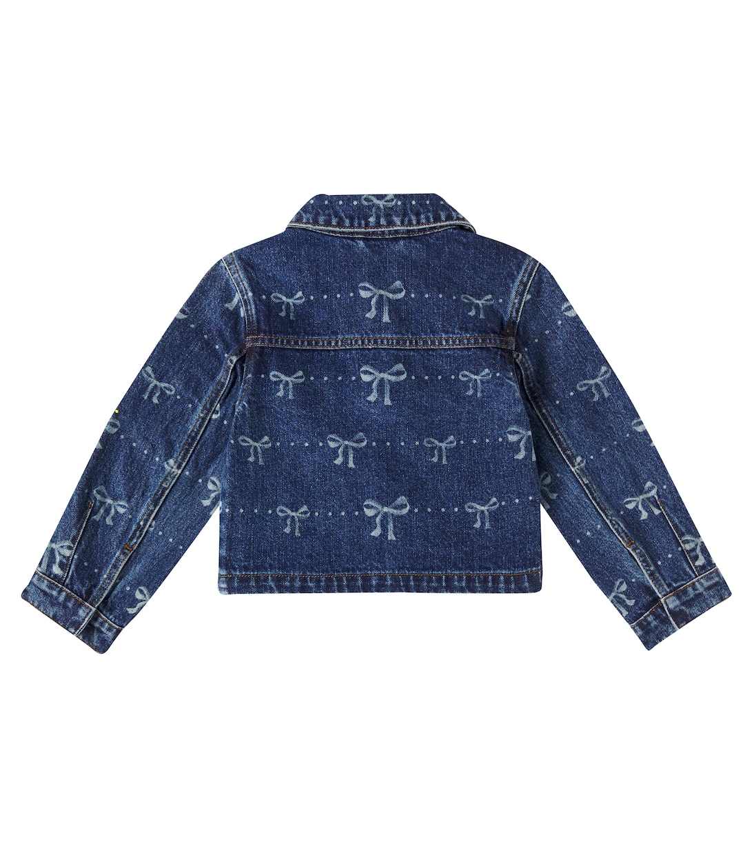 Bow embellished printed denim jacket | Self-Portrait Kids