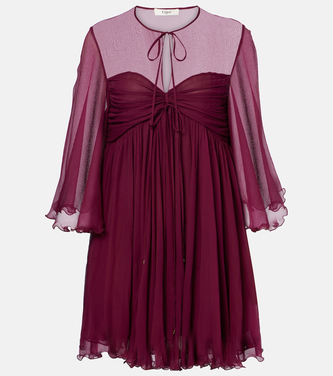 Sheer ruched silk minidress | Chloé