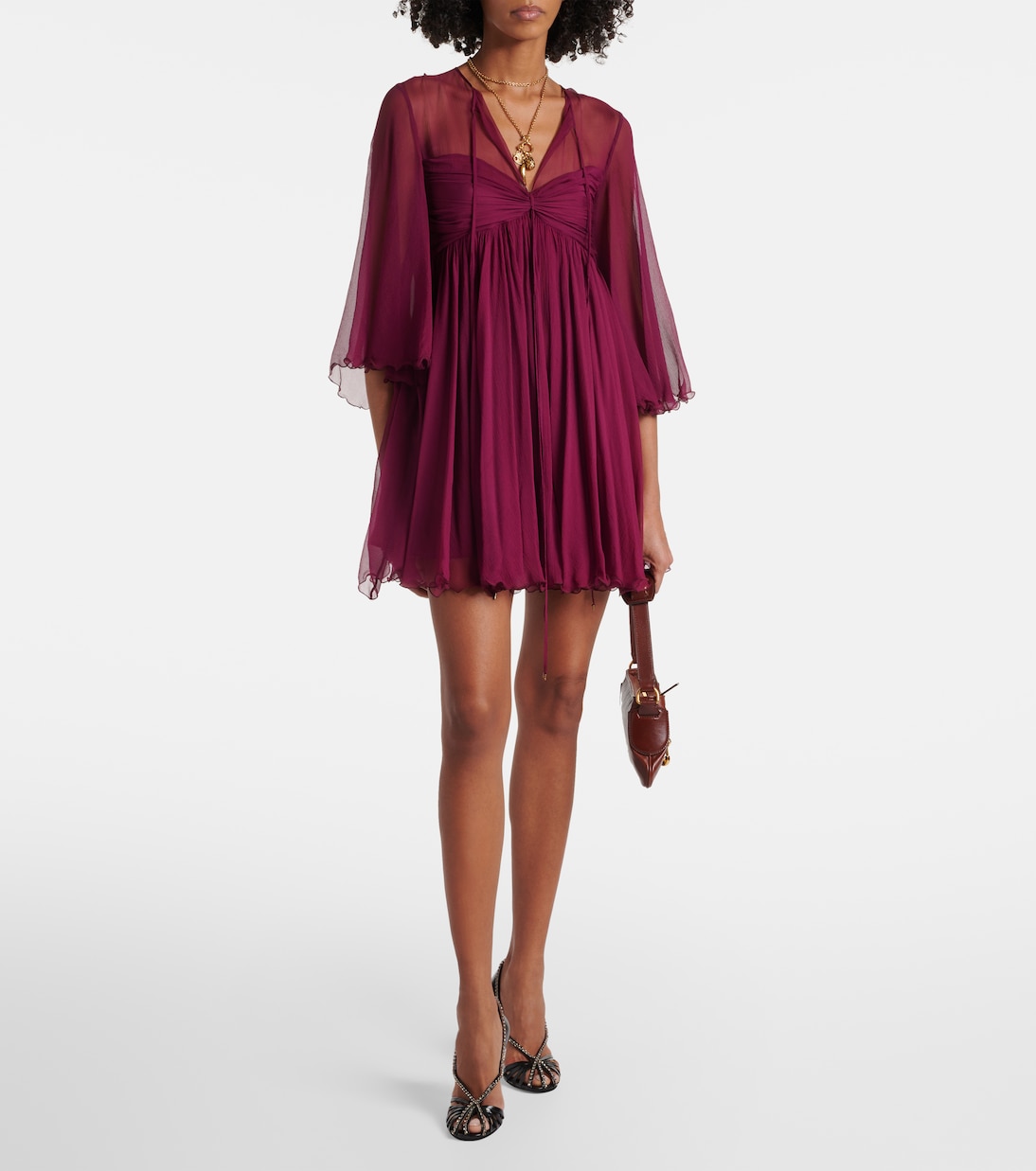 Sheer ruched silk minidress | Chloé