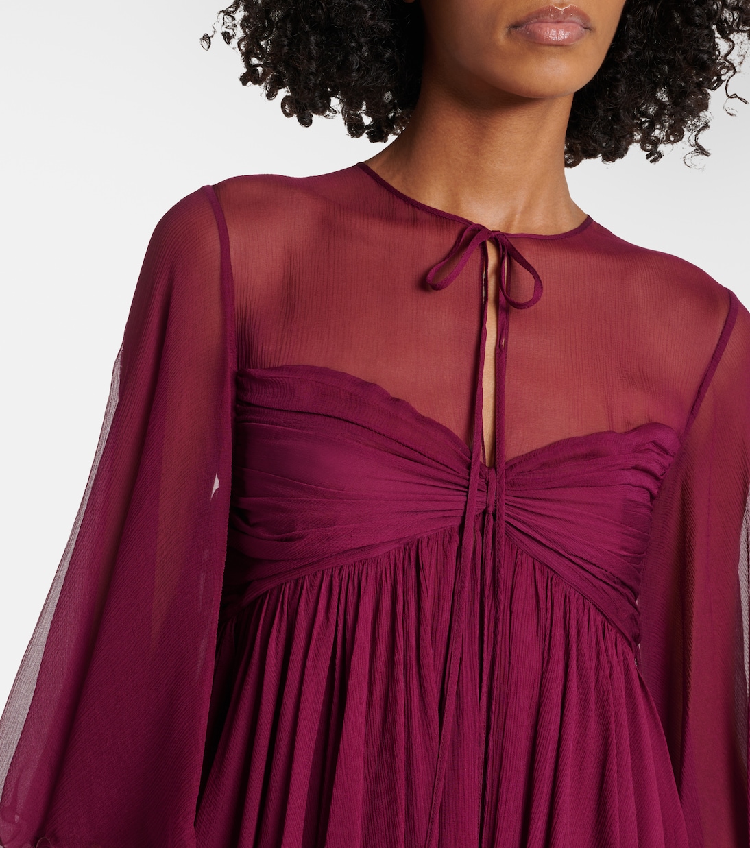 Sheer ruched silk minidress | Chloé