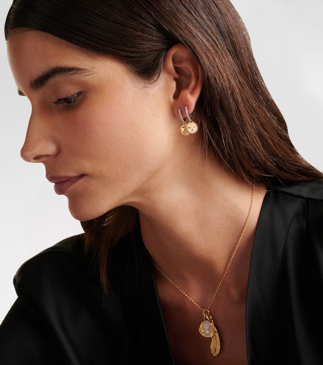 Einzelner Ohrring Dream Mini aus 18kt Weiß- und Gelbgold mit Diamanten | FoundRae