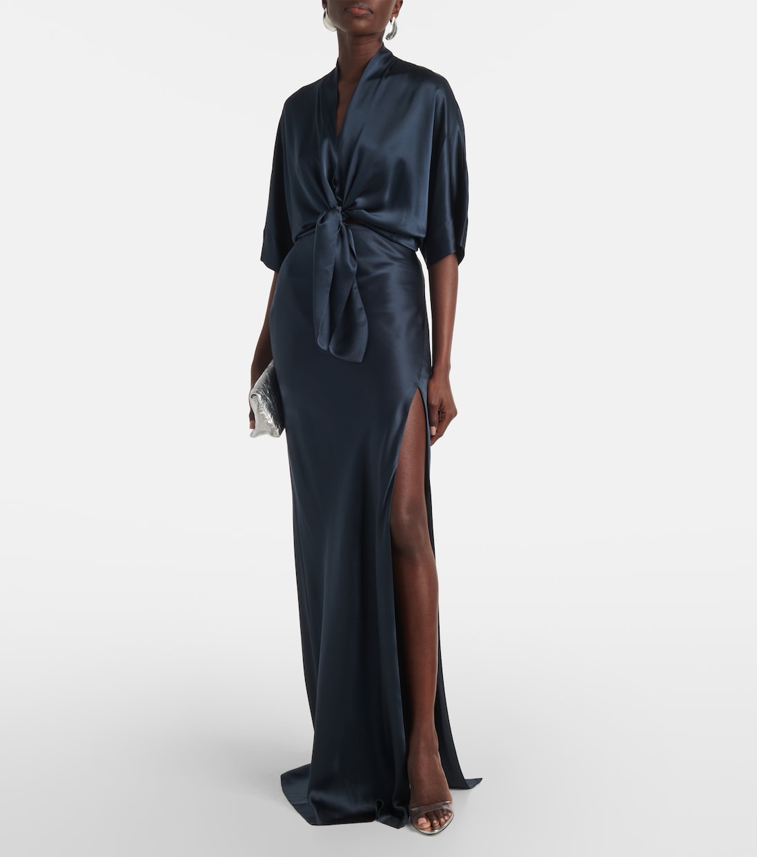 Asymmetric silk satin maxi skirt | The Sei