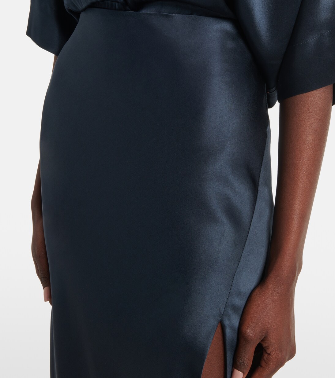 Asymmetric silk satin maxi skirt | The Sei