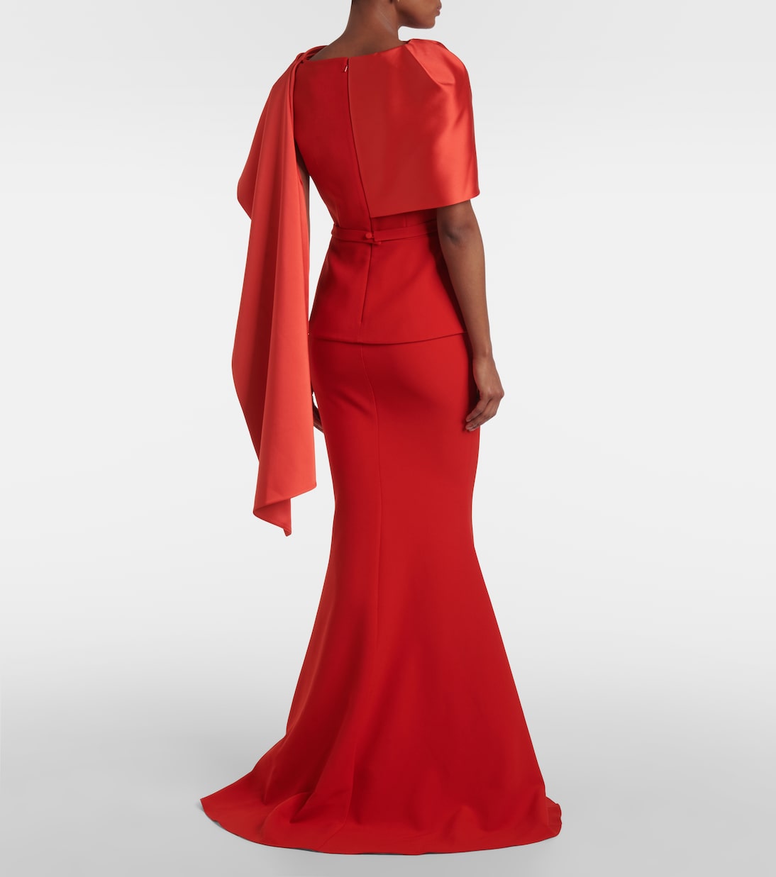 Evangelina caped crêpe gown | Safiyaa