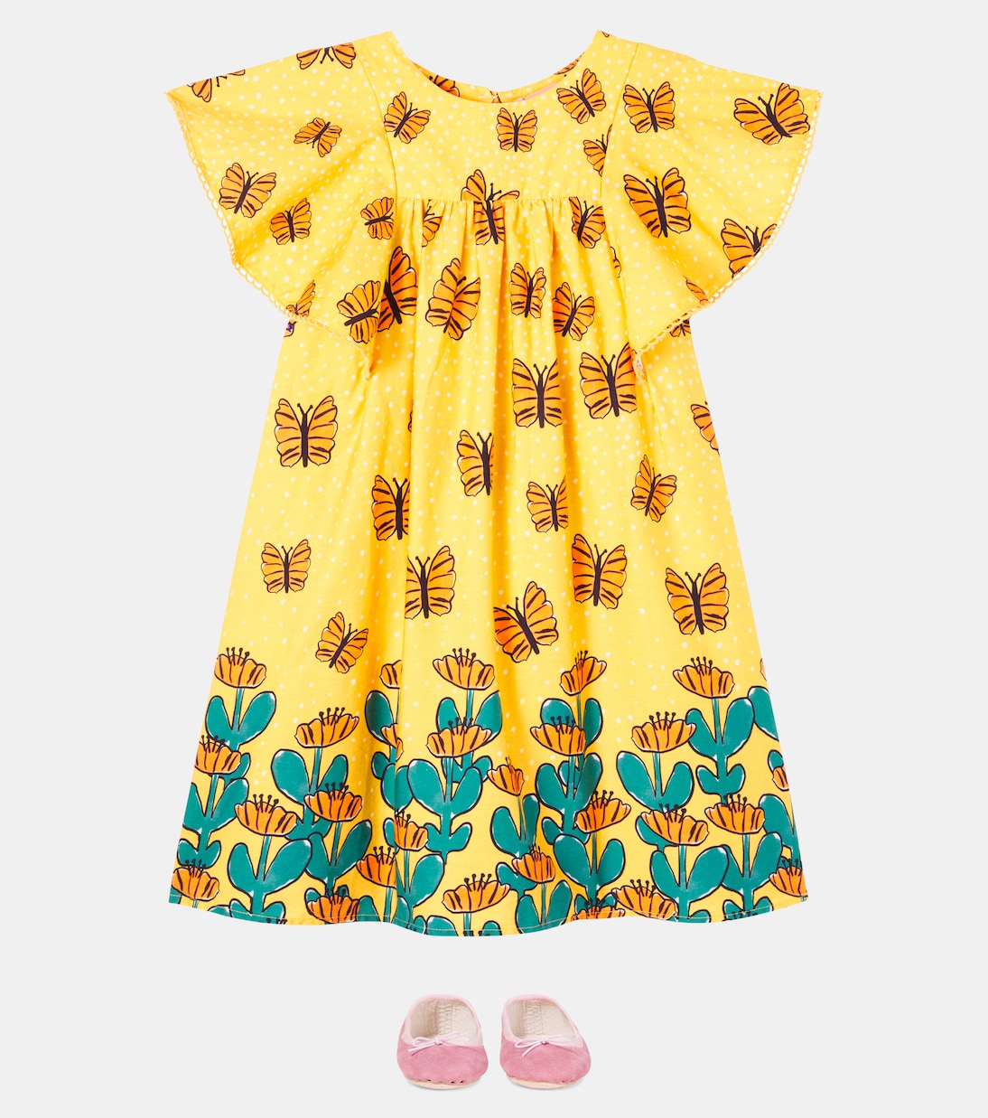 Printed ruffled cotton dress | Fábula